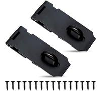 Bohaner 2 Sets Heavy Duty Stainless Steel Padlock Hasp and Staple Shed Lock Latch 4 Inch Padlock Hinge Latch Shed Lock Hasp for Internal Door Outdoor Sheds Window Cabinet (Black)