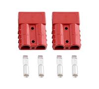 Bohaner 2pcs For Anderson Plug Cable Terminal Battery Power Connector Quick Disconnect Battery Connector 6awg 50Amp for car, caravan, camper, boat (Red)