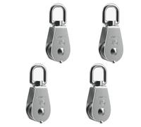 Bohaner 4Pcs M32 Pulley Blocks 250KG 304 Stainless Steel Pulley Wheels Heavy Duty for Rope Shell Pulley Blocks Heavy Duty Single Pulley Block Wheel Swivel Lifting Rope M32