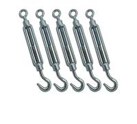 Bohaner 5Pcs M8 Turnbuckle Wire Tensioner, Heavy Duty 304 Stainless Steel Hook & Eye Straining Screw, Cable Rope Tensioners for Garden Wire, Fencing, Washing Lines & Sun Shade Sails (M8-5PCS)