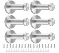 Bohaner 6Pcs Robe and Towel Hooks 2.76 Inch Stainless Steel Coat Hooks Wall-Mount Door Hooks Brushed Nickel Shower Hook Dressing Gown Hook for Hotel Kitchen Bedrooms Toilet Lavatory Closets