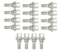 Bohaner Wheel Bolts Wheel Bolts M12 x 1.25 Rear Axle Front Axle 9817024580 Silver Wheel Nut Bolts for Citroen C3 C4 C5 Berlingo Peugeot 206 207 308 407 Pack of 16