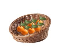 Bohany Basket for Bread - Woven Bread Basket Storage Bowl - Slanted Tray Imitation Rattan Fruits Holder for Kitchen Storage Breakfast Nook Restaurant Bakery Counter Dining Table