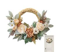 Bohany Fall Wreath - Maple Leaves Harvest Wreaths for Front Door | 15 inch Seasonal Decoration Autumn Artificial Ornament for School Farmhouse Hotel Garden Mantel Fence Home