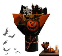 Bohany Halloween Fake Flowers, Pumpkin Bunch with Artificial Fall Flowers, Faux Plants Fade-Resistant Autumn Fall Home Decor for Living Room Bathroom Kitchen Bedroom Theme Party Costume Haunted House