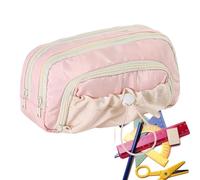 Bohany Large Pencil Case - School Supplies Primary School Middle School Double Zip Pencil Case with Drawstring for Diary Keeping On the Go Secondary School Correction, lightpink, see description, See