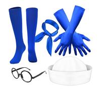 Bohany Sailor Accessories - Halloween Sailor Accessories for Adults - Classy Scarf Hat Stockings Gloves Eyeglass Frame for Nautical Marine Yacht Sailing Party Birthday Christmas Cosplay