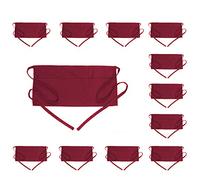 BOHARERS Waist Apron with 3 Pockets - Red Waitress Waiter Server Short Apron