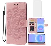 Bohefo Phone Case for Galaxy A57 5G Case/for SamsungA57 SM-A576U Wallet Cases with Screen Protector, Mandala Leather Flip Credit Card Holder Stand Phone Cover for Samsung Galaxy A57 5G Rose Gold