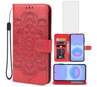 Bohefo Phone Case for Galaxy A57 5G Case/for SamsungA57 SM-A576U Wallet Cases with Screen Protector, Mandala Leather Flip Credit Card Holder Stand Phone Cover for Samsung Galaxy A57 5G Red
