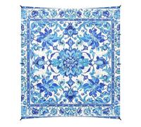 Bohema Boho Vintage Mandala Style Floral Beach Tent UPF50 Waterproof Outdoor Sun Visor with solid posts, sand bags and shovel for family trips, picnics and camping