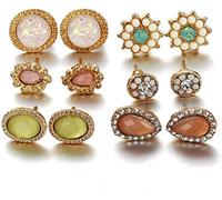 Bohemia Assorted Flower Opals Stone Stud Earrings Set Women Statement Jewelry Useful and Professional