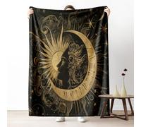 Bohemia Celestial Fall Throw Blanket for Couch, Boho Sun and Moon Fleece Blanket for Bed, Gothic Astrology Cozy Blankets 40"x60" Soft Warm Lightweight for All Season Camping Travel Picnic