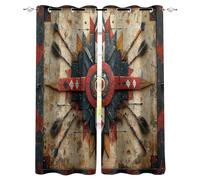 Bohemia Curtains Eyelet Ring Top Thermal Insulated Blackout Curtains with Retro Colorful Feathers Pattern Window Drapes for Kids Girls Bedroom Living Room 2-piece Set W 52" x L 84"