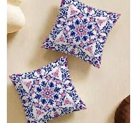 Bohemia Cushion Covers 45x45cm Set of 2 Mandala Sofa Cushion Covers, Soft Decorative Square Throw Pillow with Invisible Zipper, Sofa Pillows Double Sided Pattern for Living Room Outdoor Garden L-L5