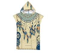 Bohemia Dream Catcher Changing Robe Towel Hooded Robe Towel Quick Drying Towels Poncho for Surfing Swimming Wetsuit Pool Holidays Travel Camping Beach Towel Hooded Bathrobe (110 x 75cm, Brown 1)