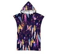 Bohemia Dream Catcher Changing Robe Towel Hooded Robe Towel Quick Drying Towels Poncho for Surfing Swimming Wetsuit Pool Holidays Travel Camping Beach Towel Hooded Bathrobe (110 x 75cm, Purple)