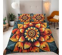 Bohemia Duvet Cover Set 200x200cm Exotic Abstract Mandala Flowers Bedding Double Bed Set, Duvet Cover Sets Reversible 3 Piece Kids Teenager Room Decor with Zipper and 2 Pillow Case