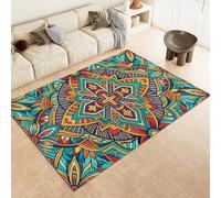 Bohemia Ethnic Style Area Rug Vintage 3D Area Rug Non-slip Floor Mat Carpet Low Pile Non-shedding Washable for Living Room Bedroom Office Kitchen Entrance 140x200cm 10y151