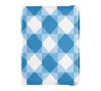 Bohemia Europe Gingham Pattern Blue Leather decorative Passport Holder Cover Travel Documents Organizer Protector Passport Case Travel Documents Wallet Ultra Slim, Bohemia Europe gingham pattern blue,