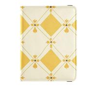 Bohemia Europe Gingham Pattern Yellow Floral Leather decorative Passport Holders Vaccine Card Holder Cover Combo Travel Passport Wallet With Vaccination Card Slot Waterproof, Bohemia Europe gingham,