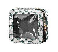 Bohemia Europe Vine Scroll Pattern Cyan Clear Travel Makeup Bag Small Cosmetic Bag for Purse Makeup Organizer for Traveling