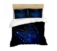 Bohemia Floral Butterfly Animal Girl Woman Duvet Cover with Zipper, Blue Black Mystery Star Butterfly Bedding Set , 2/3 Pieces Quilt Cover with Pillowcase Polyester (Black 1, Double 200 x 200cm)