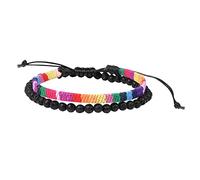 Bohemia Handmade Weave Bead Beach Festival Adjustable Bracelet Set with 2 Men's and Women's Accessories Marked Bracelet, one size, Cloth + Stone, No Gemstone