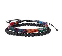 Bohemia Handmade Weave Bead Beach Festival Adjustable Bracelet Set with 2 Men's and Women's Accessories Marked Bracelet, one size, Cloth + Stone, No Gemstone