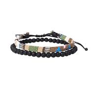 Bohemia Handmade Weave Bead Beach Festival Adjustable Bracelet Set with 2 Men's and Women's Accessories Marked Bracelet (D, One Size)