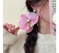 Bohemia Large Orchid Flower Stud HairClips Artificial Orchid Floral Hair Pins Bridal Beach Party Hair Jewelry for Women Pink