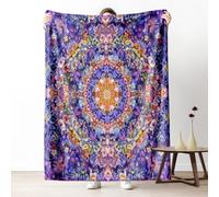 Bohemia Mandala Blankets for Couch, Abstract Floral Purple Fleece Blanket 60"x80" Warm Soft, Boho Meditation Throw Blankets for Bed Cozy Lightweight Blanket for Fall Spring Summer Winter