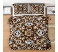 Bohemia Mandala Duvet Cover King, Vintage Floral Bedding Set, Soft Microfiber Reversible 3 Piece 230x220 cm with 2 Pillowcases, Breathable Hypoallergenic Quilt Cover With Zipper Closure