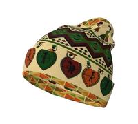 Bohemia Style Traditional African Pattern Beanie Hat for Men and Women,Print Warm Comfortable Breathable Soft Beanie Hat for Outdoor Black