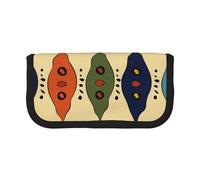 Bohemia Style Traditional African Pattern Printed Canvas Pencil Case, Spacious Pen Pouch for School, Office and Travel