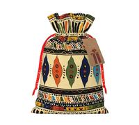 Bohemia Style Traditional African Pattern Printed Christmas Drawstring Gift Bags-Xmas Wrapping Bags,Candy Bag,For Holiday Party Decorations,Wedding Party Supplies S Red Christmas Ribbon