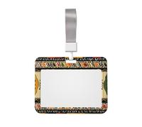 Bohemia Style Traditional African Pattern Printed ID Badge Holder with Lanyard, Clear Plastic Badge Holder for Work, School, Hospital, Security - Water Resistant & Dirt Proof