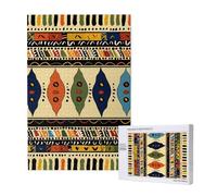 Bohemia Style Traditional African Pattern Printed Jigsaw Puzzle with Storage Box, Wooden Puzzle for Adults and Kids, 1000 Pieces Family Fun Decorative Game