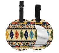 Bohemia Style Traditional African Pattern Printed Luggage Tags for Suitcases PU Leather Travel Tags Bag Tags Privacy Protection Travel Essentials Black