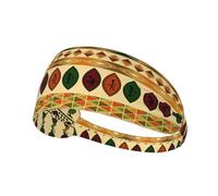 Bohemia Style Traditional African Pattern Printed Running Headband Women, Foldable Adjustable Width, Non Slip for Workout Washing and Spa
