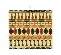 Bohemia Style Traditional African Pattern Printing Kitchen Drying Mat,Absorbent Non Slip Drying Mat,Foldable Mat for Kitchen Counter,Home,Office