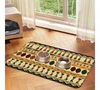 Bohemia Style Traditional African Pattern Printing Pet Absorbent Tablecloth, Special Pad For Pet Bowls, Rollable For Storage, Ideal For Pet Bowls