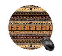 Bohemia Style Traditional African Pattern Round Mouse Pad, Non-Slip Rubber Base Waterproof Washable, Computer Mouse Mat for Office Gaming Studying, Premium-Textured Durable Portable Circle Mousepad Fo