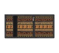 Bohemia Style Traditional African Pattern Slim Rfid Blocking Trifold Wallet for Men Minimalist Front Zipper Pocket 8 Card Slots 1 Id Window & Key Hook Lightweight Credit Card Holder for Work Traveling