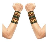 Bohemia Style Traditional African Pattern Sports Wristbands for Men Women Elastic Sweatbands for Basketball Tennis Gym Workout Running Fitness Athletic Wrist Bands