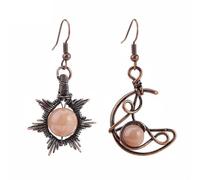 Bohemia Sun and Moon Drop Earrings for Woment Healing Natural Stone Wire Wrapped Pendant Earrings Jewelry Accessorise