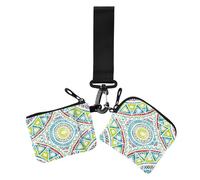 Bohemia Tribe Fresh Circle Women's Dual Wallets Business Card Cases Minimalist Coin Purse Wallet Bag with Wristlet Strap for Lady 2 Packs