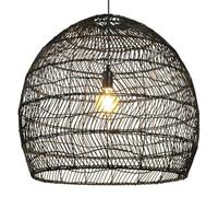 Bohemia Unique Breakfast Bar Hanging Light Black Rattan Basket Pendant Light Rural Large Ceiling Suspended Lighting 50cm Chandelier Fixture for Kitchen Dining Room