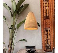 Bohemia Woven Pendant Lamp Shade Natural Wicker Rattan Pendant Light Rustic Asian Living Room Flush Mount Ceiling Light Industrial Lighting Fixture for Cafe Bar Restaurant Dining Room,Hanging Light