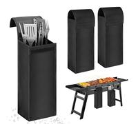 BOHEMIABY 2 Pcs Grill Utensil Storage Dry Bag-Bottom Mesh Pocket Design, 20 X 6 X 6IN Foldable Bbq Grill Tool Caddy, Double Design Bbq Tools At Your Fingertips for Camping, Partying, Traveling